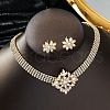 Alloy Micro Pave Cubic Zirconia Chain Neckalces & Studs Earrings Sets WGE92C8-02-2
