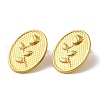 Ion Plating(IP) 304 Stainless Steel Oval with Flower Stud Earrings EJEW-C114-26G-2