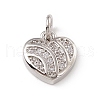 Brass Micro Pave Clear Cubic Zirconia Heart Charms ZIRC-F132-58P-1
