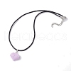 3D Heart Glass Seed Beads Pendant Necklaces NJEW-MZ00046-02-4