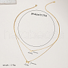 Vintage Style 925 Sterling Silver Heart Bowknot Pendant Double Layer Necklaces for Women EE9509-3