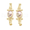 Brass Natural Pearl Fold Over Clasps KK-U059-21G-1