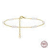 Natural Freshwater Pearl Beaded Link Anklet with 925 Sterling Silver Cable Chain for Women AJEW-F162-015G-4