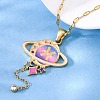 304 Stainless Steel Hot Pearl Enamel Constellation Planet Pendant Necklaces NJEW-D310-01H-G-1