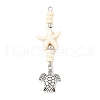 Ocean Alloy & Starfish Rondelle Synthetic Turquoise Beaded Pendants PALLOY-JF04012-01-1