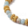 Natural Lava Rock & Synthetic Aqua Terra Jasper & Natural Aquamarine Beads Strethch Bracelets BJEW-JB11666-02-4