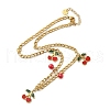 304 Stainless Steel Red Enamel Cherry and Round Plastic Pendant Necklaces for Women NJEW-M091-01G-2