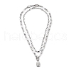304 Stainless Steel Coffee Bean Chain Necklaces and  Pendant Necklaces Sets NJEW-JN03083-1