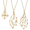 3Pcs 3 Styles 304 Stainless Steel Empty Macrame Pouch Pendant Singapore Chain Necklace Making NJEW-JN05283-2
