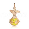 Golden Plated Brass Hollow Round Cage Pendants KK-J251-04G-2