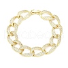 Brass Micro Pave Clear Cubic Zirconia Curb Chain Bracelets for Women BJEW-A034-04B-G-2