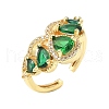 Brass Micro Pave Cubic Zirconia Adjustable Cuff Rings RJEW-C131-02G-4