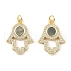 Brass Cubic Zirconia with Shell Pendants KK-K342-12G-1