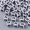 White Opaque Acrylic Beads X-MACR-R869-02N-1