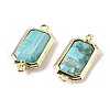 Dyed Natural Howlite Faceted Rectangle Connector Charms G-H323-04G-02-2