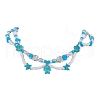 Synthetic Turquoise Tortoise & Starfish Pendant Necklace NJEW-JN04481-02-1
