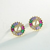 Brass Colorful Cubic Zirconia Stud Earrings WG39B88-26-1