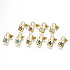 Brass Micro Pave Cubic Zirconia Padlock Stud Earrings EJEW-N011-26-NF-1