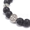 3Pcs 3 Style Natural Lava Rock & Synthetic Hematite Stretch Bracelets Set BJEW-JB08692-9