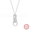 Rhodium Plated 925 Sterling Silver Chinese Knot Pendant Necklaces for Women NJEW-F323-01P-1