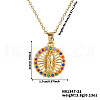 Elegant Vintage Brass Shiny Colorful Cubic Zirconia Hollow Virgin Mary Pendant Necklaces for Women RI7141-1-1