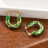 304 Stainless Steel Enamel Hoop Earrings EJEW-Z079-01G-01-2