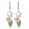 Flower 304 Stainless Steel Handmade Lampwork Dangle Earrings EJEW-JE06430-02-2