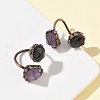 Natural Amethyst & Obsidian Rings RJEW-B122-04R-03-1