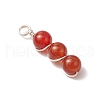 Natural Green Aventurine/Amethyst/Carnelian/Tiger Eye/Rose Quartz/Lapis Lazuli/White Jade Round Beaded Copper Wire Wrapped Pendants PALLOY-JF03442-02-4