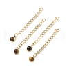 Ion Plating(IP) 316 Surgical Stainless Steel Curb Chain Extender with Gemstone Round Charm STAS-A097-01G-2