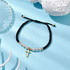 Adjustable 6mm Round ABS Plastic Imitation Pearl Braided Bead Bracelets BJEW-JB10620-2