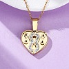 304 Stainless Steel Polymer Clay Rhinestones Heart Openable Pendant Necklaces for Women NJEW-Z065-13G-3