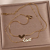 304 Stainless Steel Chain Anklets with Brass Charms WGE11C3-01-2