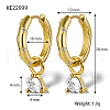Real 18K Gold Plated 925 Sterling Silver Rhinestone Dangle Hoop Earrings XU8813-3-2