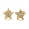 Brass Micro Pave Clear Cubic Zirconia Stud Earrings EJEW-D305-21G-01-3