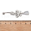 Alloy Crystal Rhinestone Dangle Curved Barbell Belly Rings AJEW-R007-04P-05-4