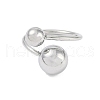 Non-Tarnish 304 Stainless Steel Round Open Cuff Ring for Women RJEW-C097-07P-2