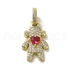 Rack Plating Brass Micro Pave Clear Cubic Zirconia Pendants KK-R158-02E-G-1