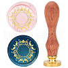 Brass Wax Seal Stamp with Wood Handle AJEW-WH0412-0004-1