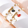 201 Stainless Steel Round Beaded Stretch Bracelets BJEW-C090-03G-B-2