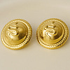 Fashionable 304 Stainless Steel Flat Round with Snake Stud Earrings YB5687-2-3