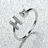 Brass Micro Pave Cubic Zirconia Cuff Rings for Women FS-WGA4C54-34-1