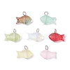 Fish Spray Painted Glass Pendants PALLOY-JF03779-1