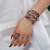 Hollow Out Leaf Alloy Cuff Bangles & Cuff Rings Sets FS-WGC430D-01-2