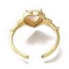Mother's Day Rings Rack Plating Heart Brass Clear Cubic Zirconia Open Cuff Rings RJEW-S411-10G-3