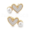 Heart Brass Stud Earrings EJEW-C141-01G-02-4