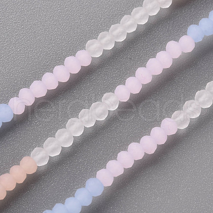 7 Colors Frosted Glass Beads Strands X-FGLA-T002-01B-1