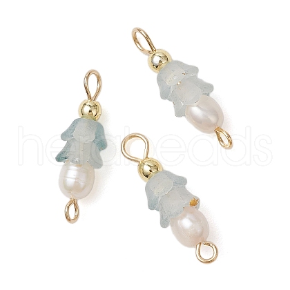 Frosted Flower Natural Cultured Freshwater Pearl & Acrylic Connector Charms PALLOY-JF03590-12-1
