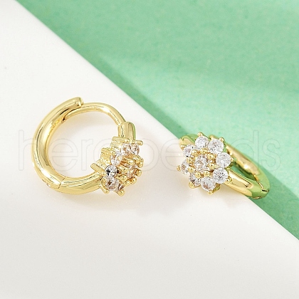 Brass Micro Pave Cubic Zirconia Hoop Earrings EJEW-S277-07G-C-1