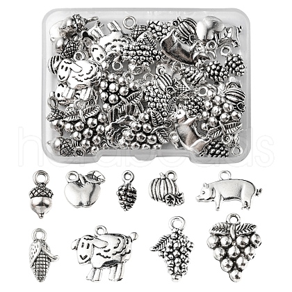 54Pcs 9 Style Tibetan Style Alloy Fruit Charms TIBEP-FS0001-11-1